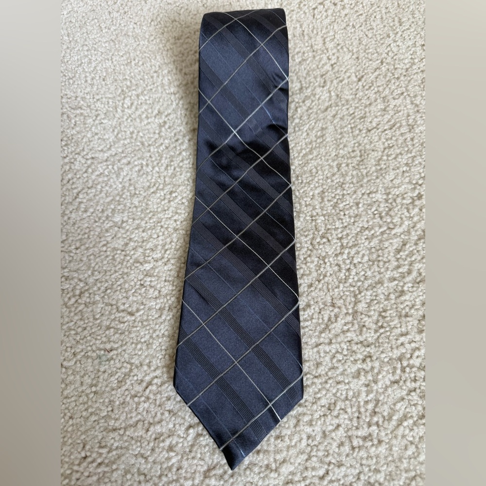 DKNY Gray Plaid Men's Silk Tie